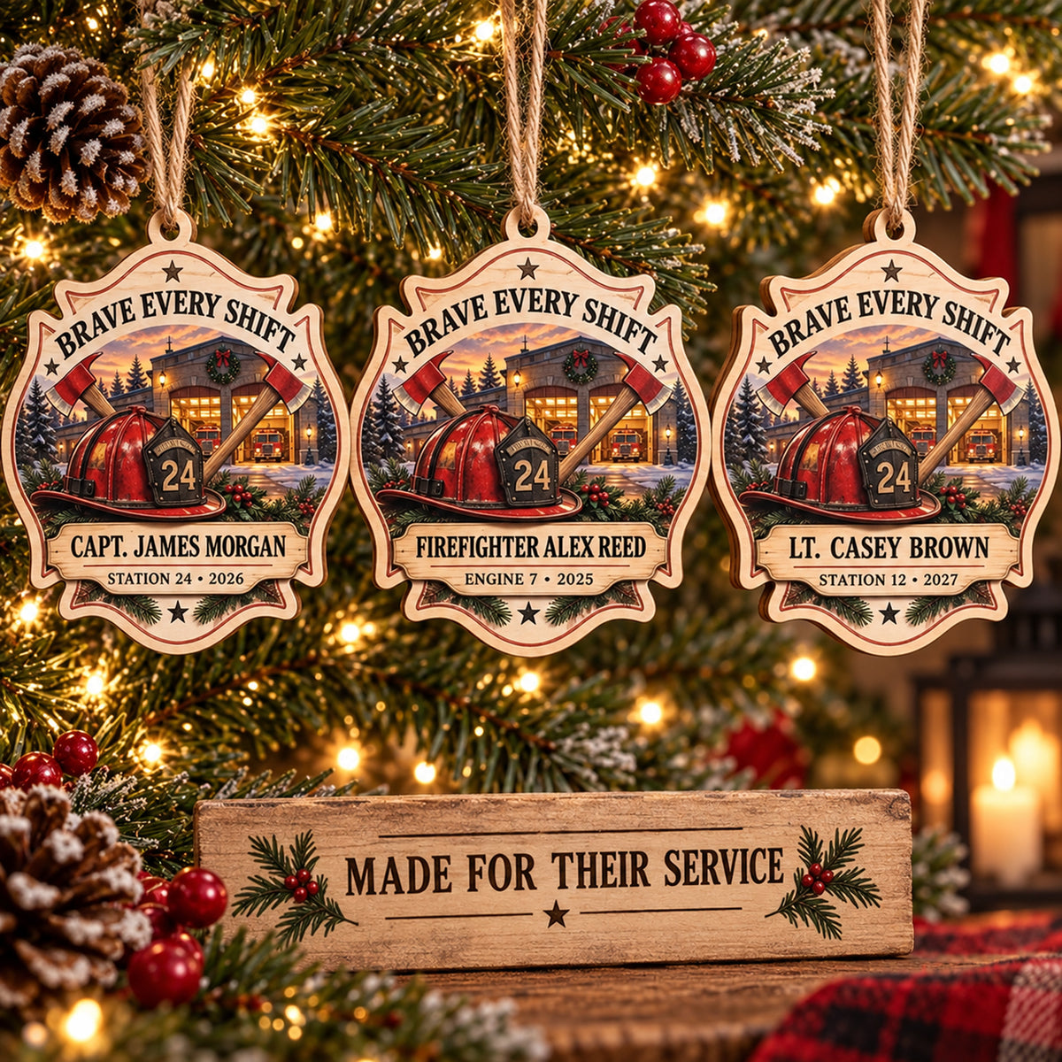 Personalized Firefighter Wood Ornament - Custom Keepsake - image 2