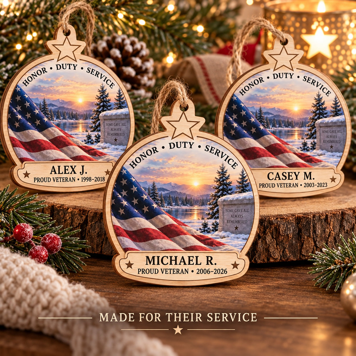 Personalized Military Veteran Wood Ornament - Custom Keepsake - image 2