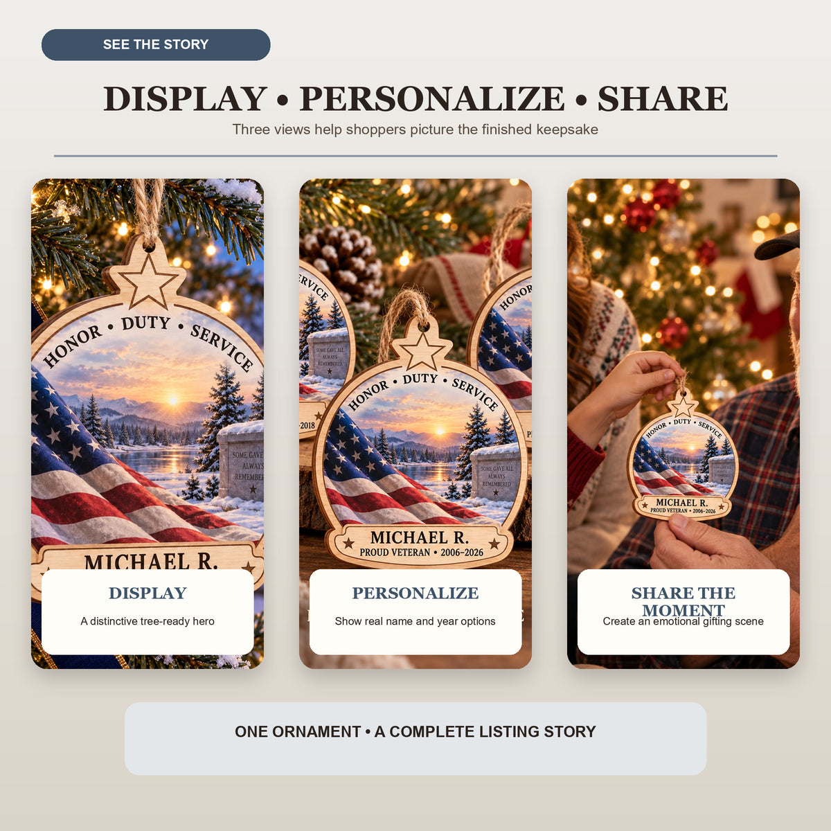 Personalized Military Veteran Wood Ornament - Custom Keepsake - image 7