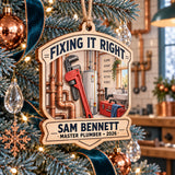 Personalized Plumber Wood Ornament - Custom Keepsake - image 1