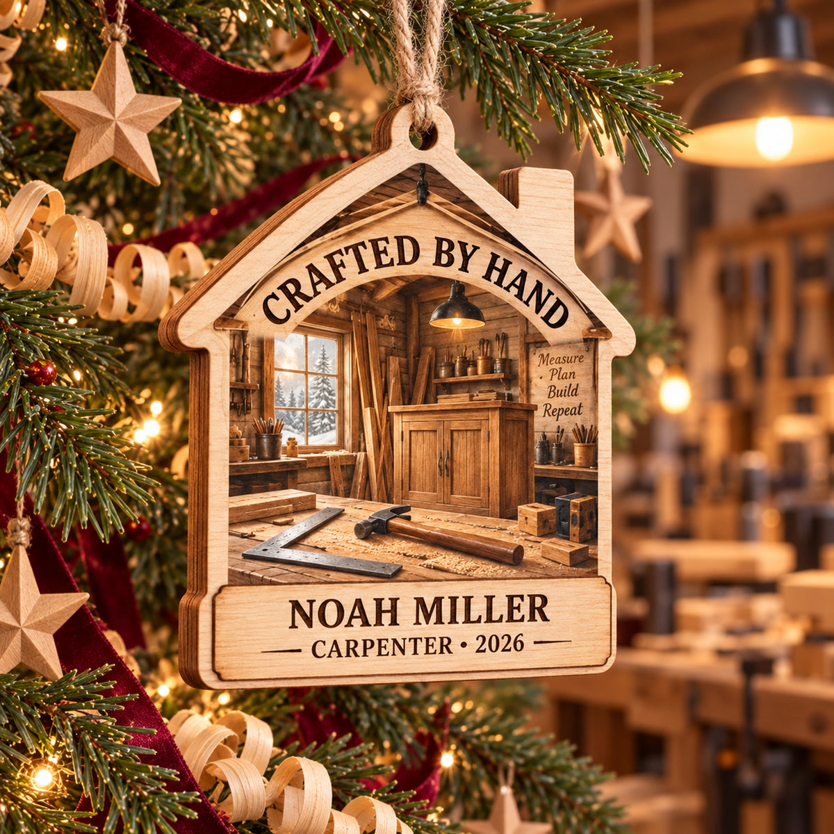 Personalized Carpenter Wood Ornament - Custom Keepsake - image 1