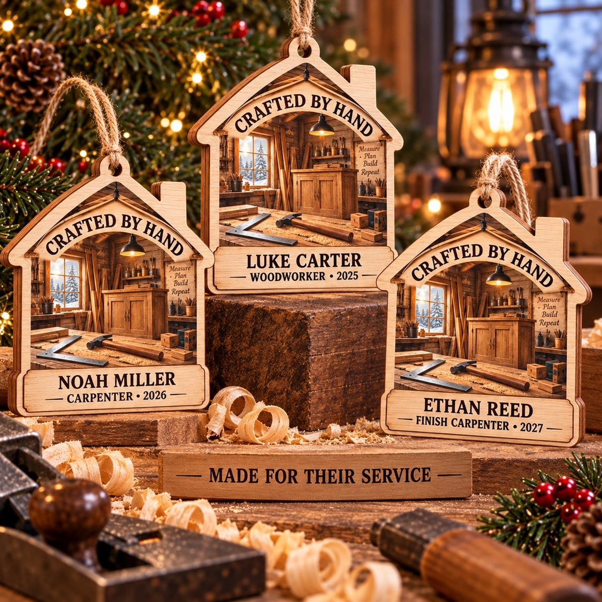 Personalized Carpenter Wood Ornament - Custom Keepsake - image 2