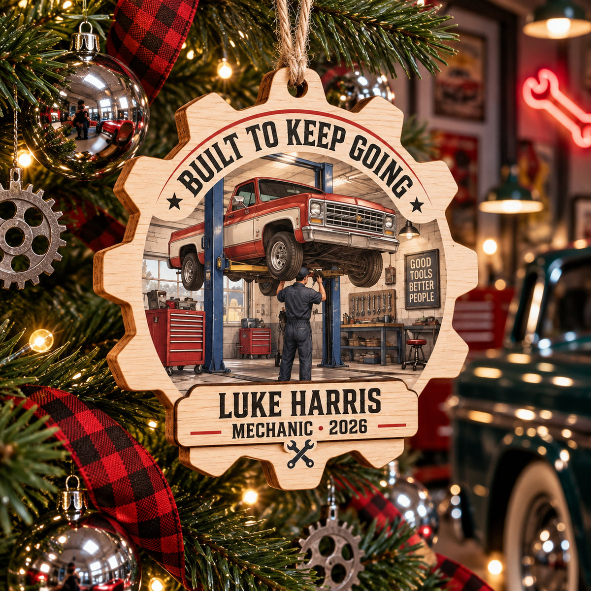 Personalized Auto Mechanic Wood Ornament - Custom Keepsake - image 1
