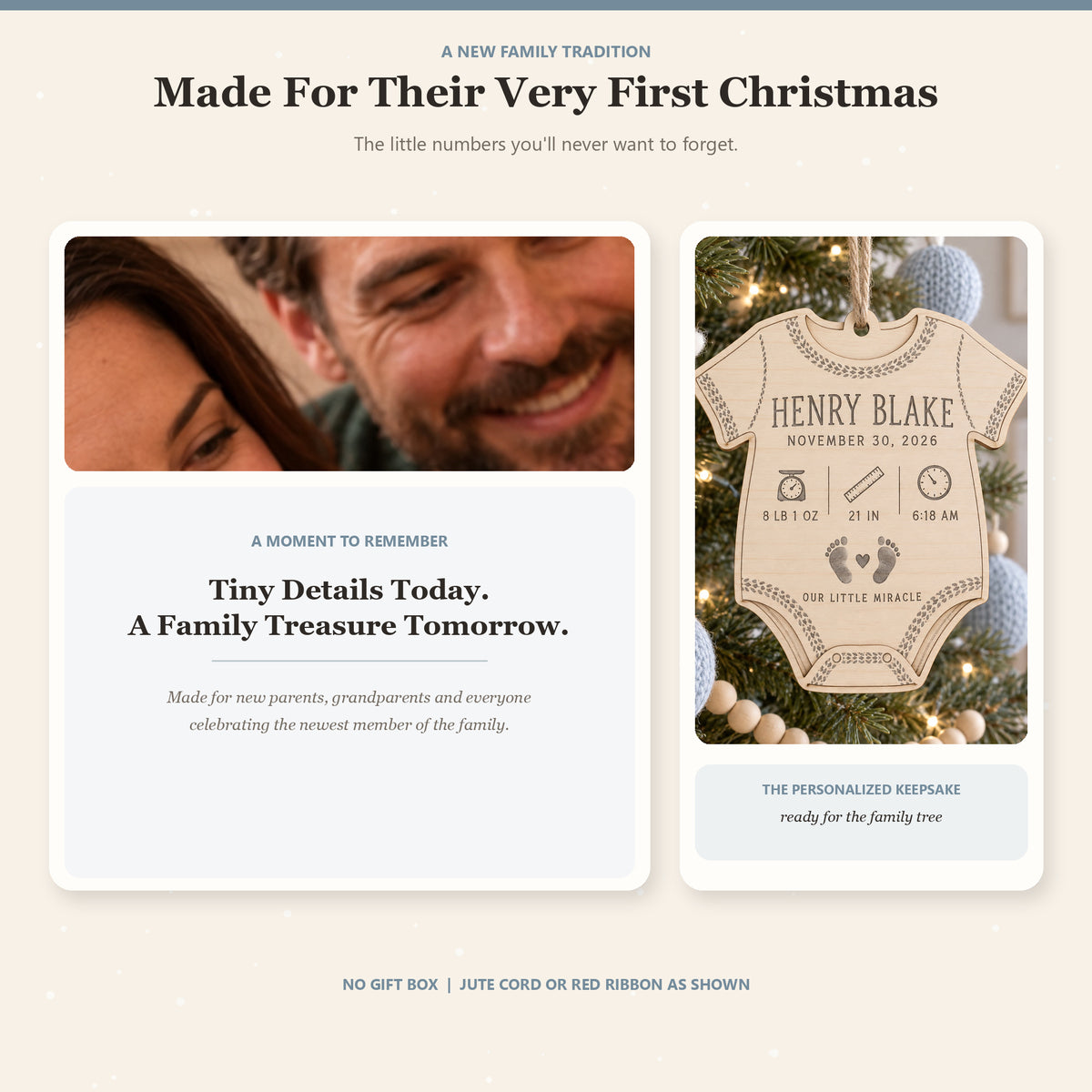 Personalized Onesie Birth Stats Wood Ornament - Custom Keepsake - image 3