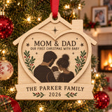 Personalized First Christmas Mom Dad Wood Ornament - Custom Keepsake - image 1