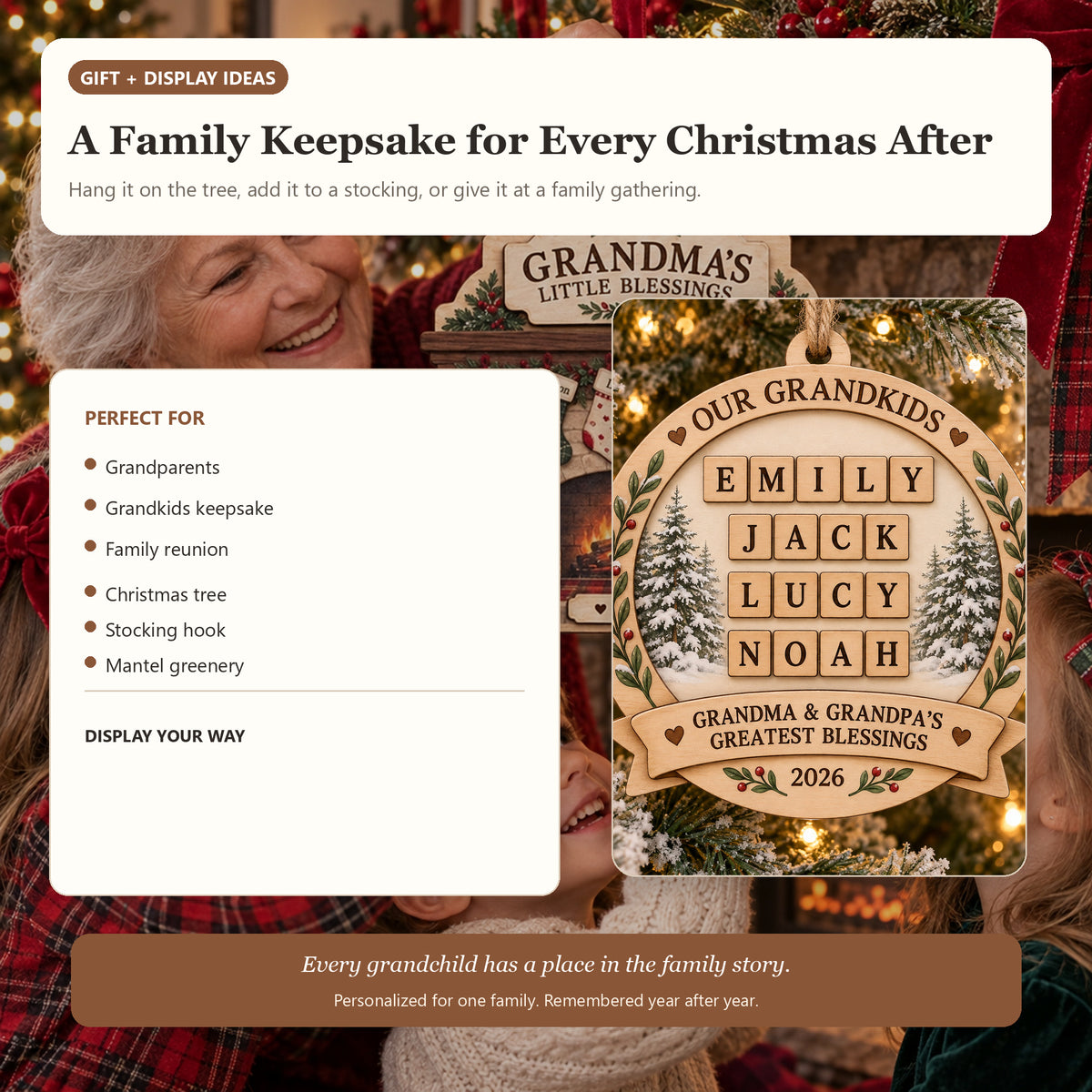 Personalized Grandkids Crossword Wood Ornament - Custom Keepsake - image 8