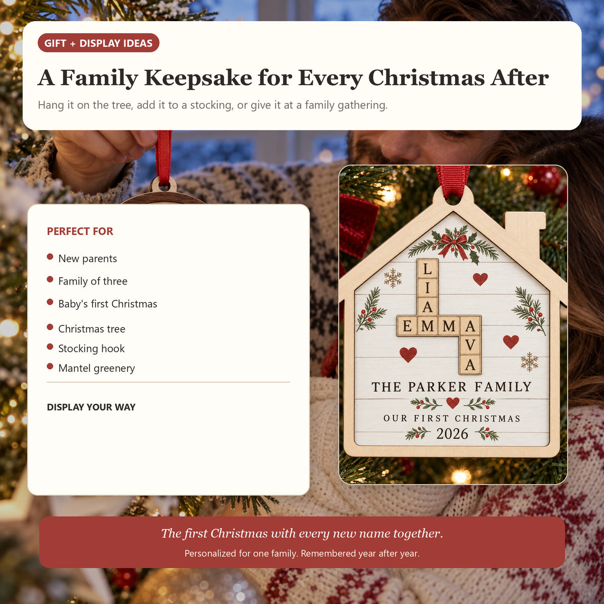 Personalized First Christmas Family Wood Ornament - Custom Keepsake - image 8