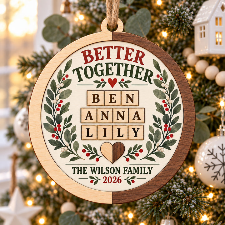 Personalized Blended Family Wood Ornament - Custom Keepsake - image 1