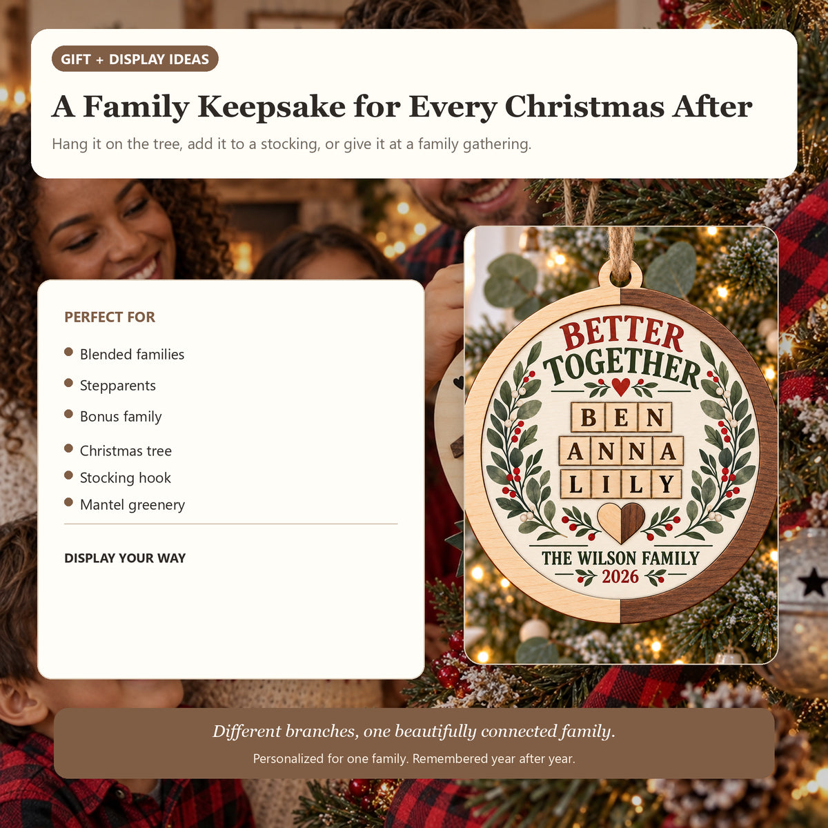 Personalized Blended Family Wood Ornament - Custom Keepsake - image 8
