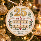 Personalized Anniversary Milestone Wood Ornament - Custom Keepsake - image 1