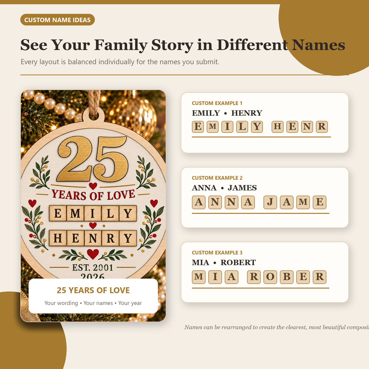 Personalized Anniversary Milestone Wood Ornament - Custom Keepsake - image 2