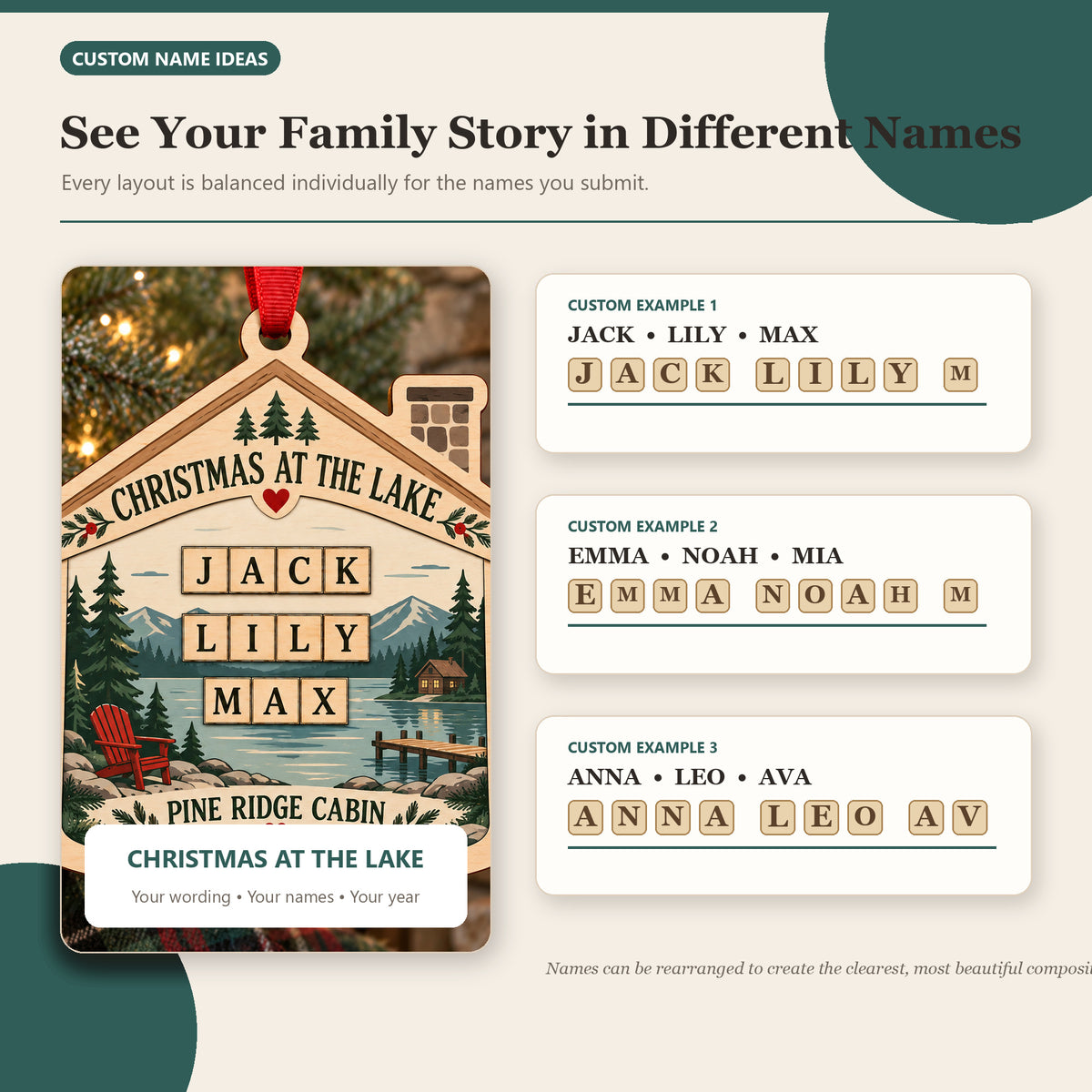 Personalized Lake House Family Wood Ornament - Custom Keepsake - image 2