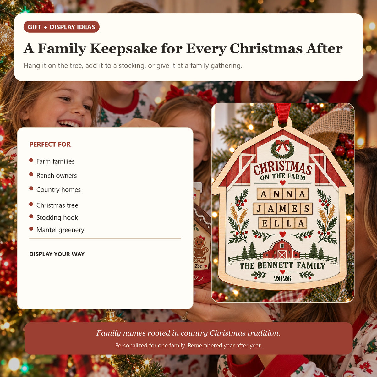 Personalized Farm Family Wood Ornament - Custom Keepsake - image 8