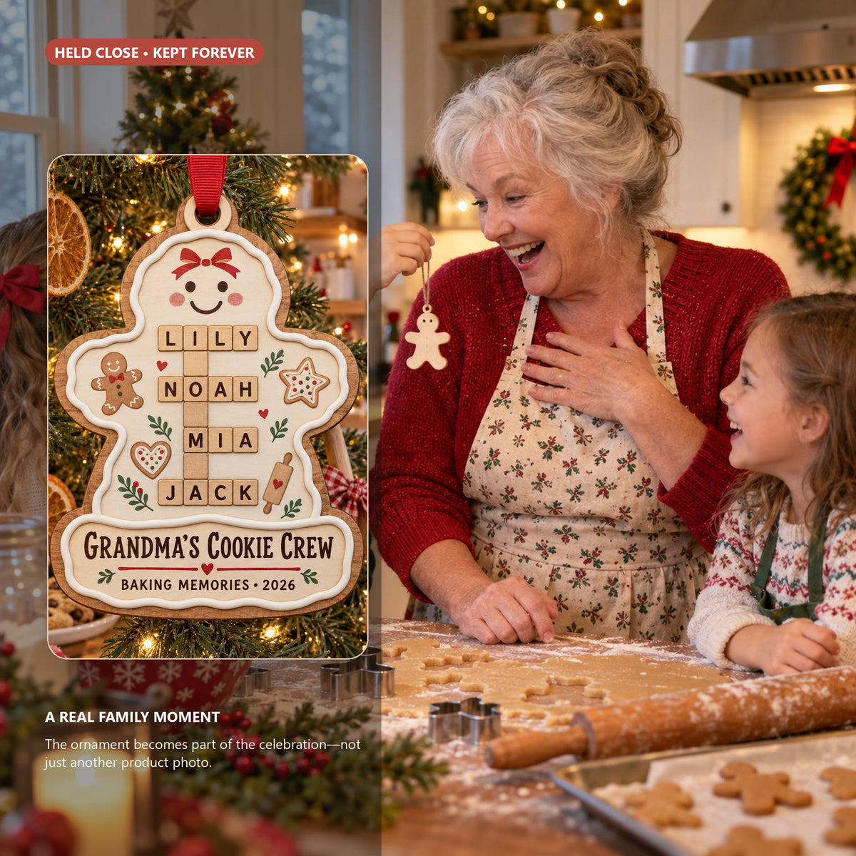 Personalized Grandmas Cookie Crew Wood Ornament - Custom Keepsake - image 4