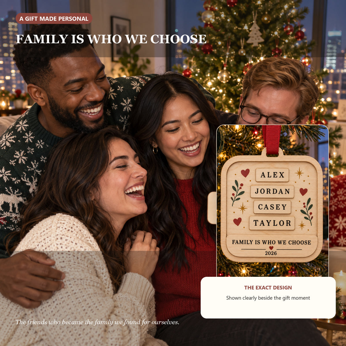 Personalized Chosen Family Wood Ornament - Custom Keepsake - image 3