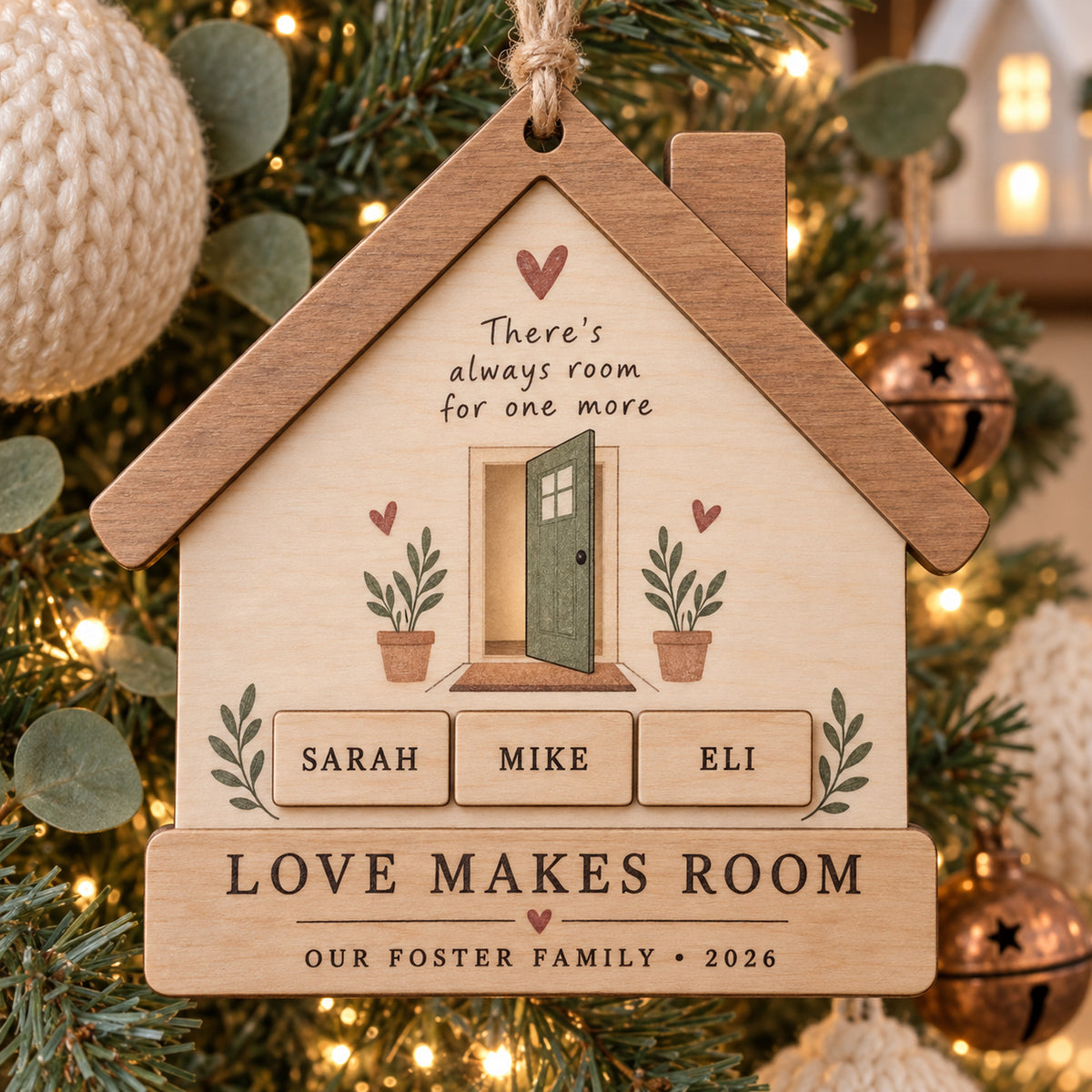 Personalized Foster Family Wood Ornament - Custom Keepsake - image 1