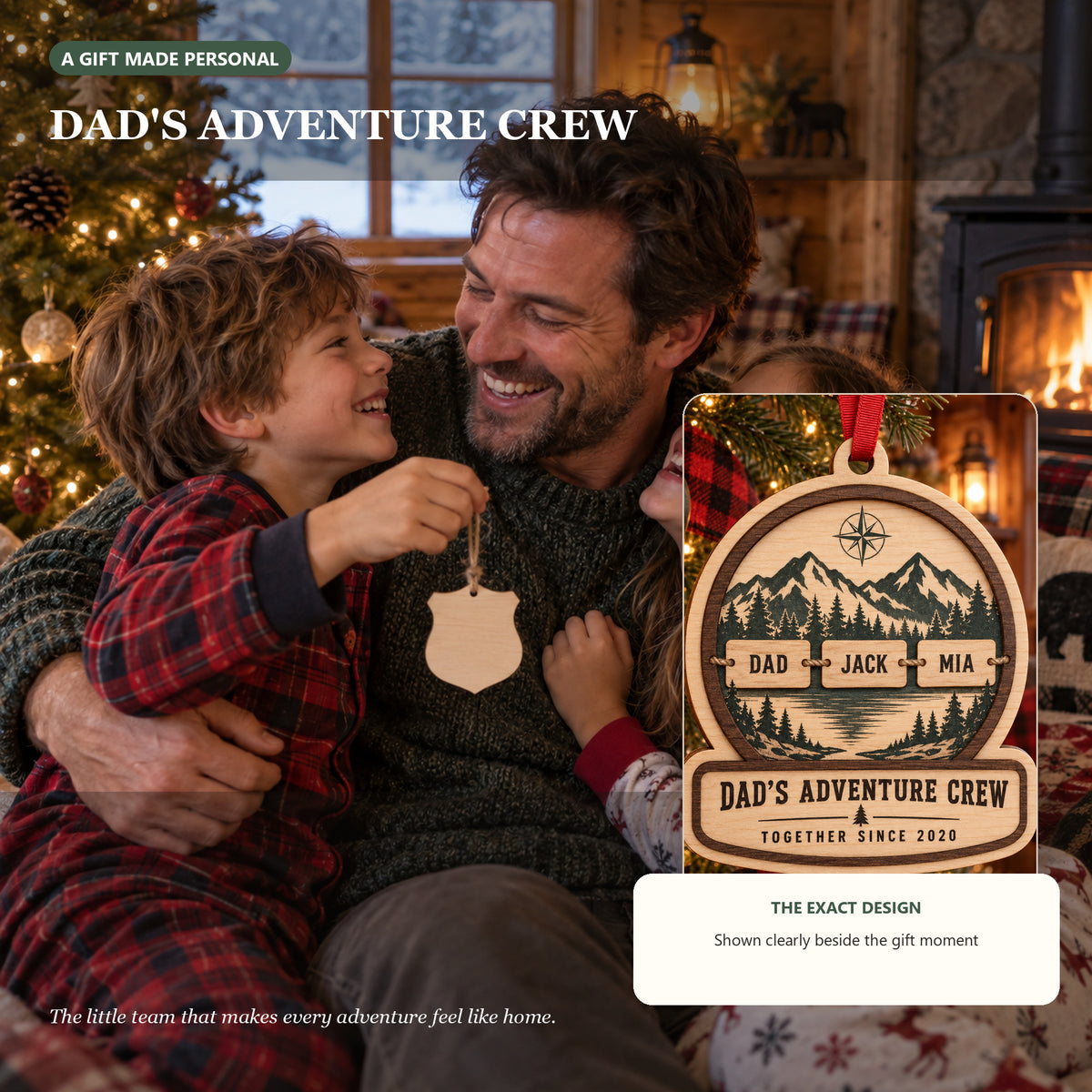 Personalized Single Dad Family Wood Ornament - Custom Keepsake - image 3