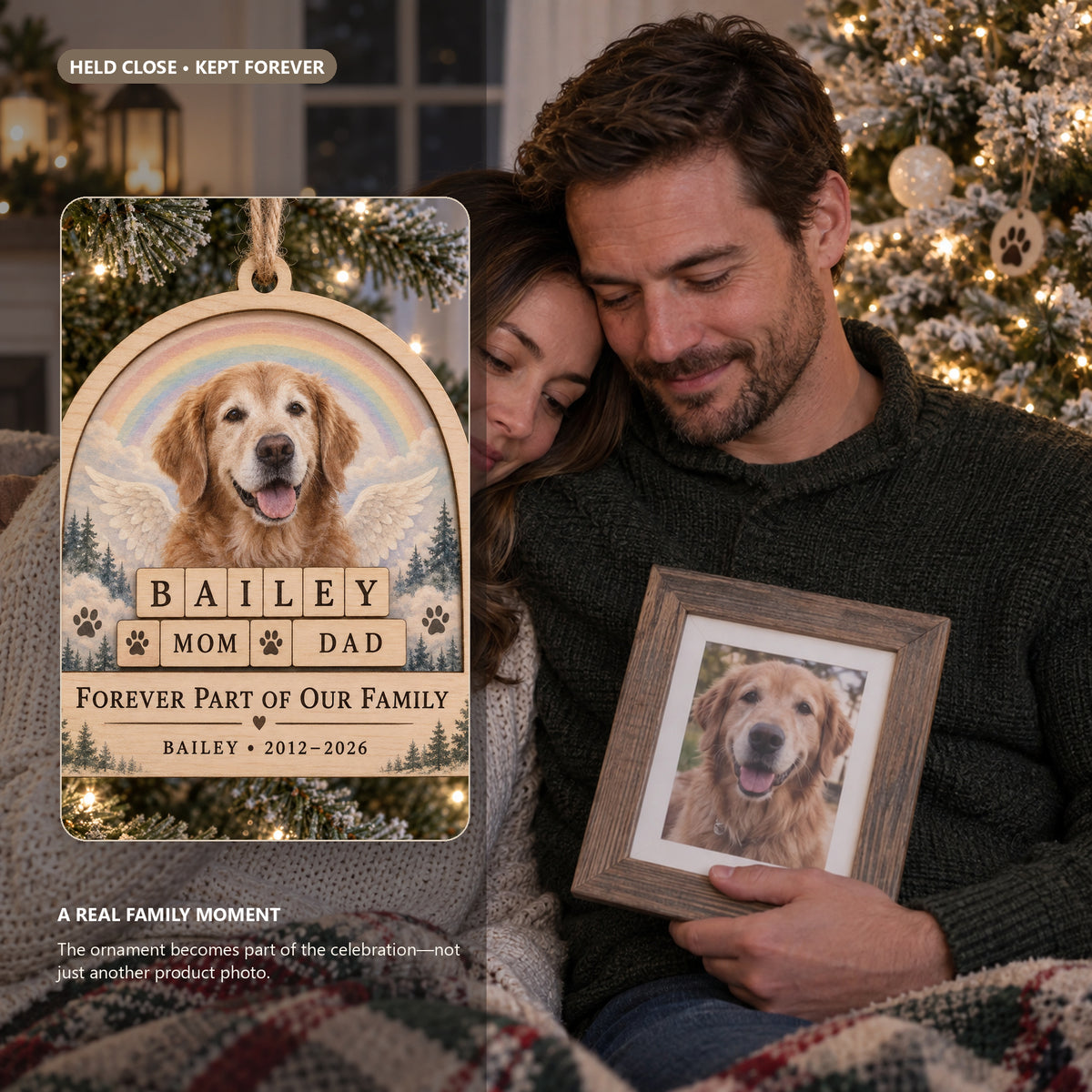 Personalized Pet Memorial Family Wood Ornament - Custom Keepsake - image 4