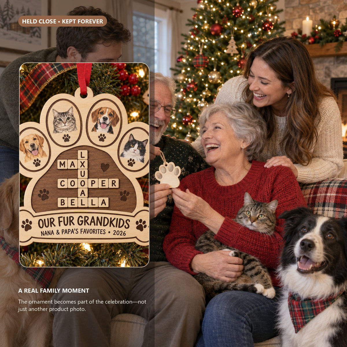 Personalized Fur Grandkids Wood Ornament - Custom Keepsake - image 4