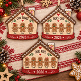 Personalized Family Of Five Gingerbread Home Wood Ornament - Custom Keepsake - image 2