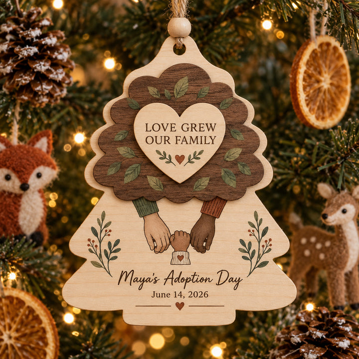 Personalized Adoption Day Family Wood Ornament - Custom Keepsake - image 1