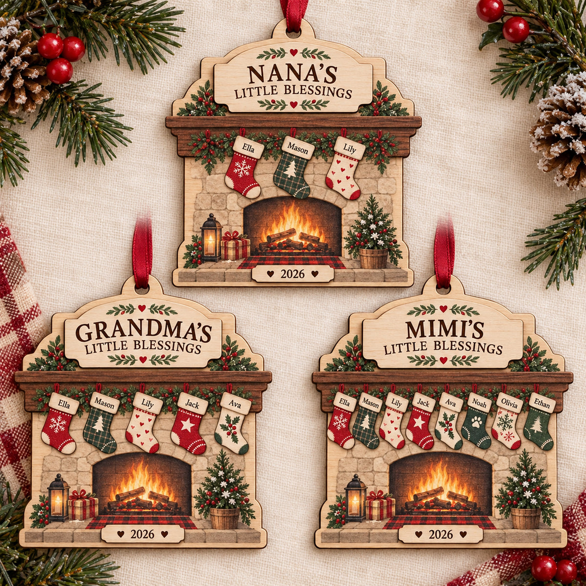 Personalized Grandmas Little Blessings Wood Ornament - Custom Keepsake - image 2