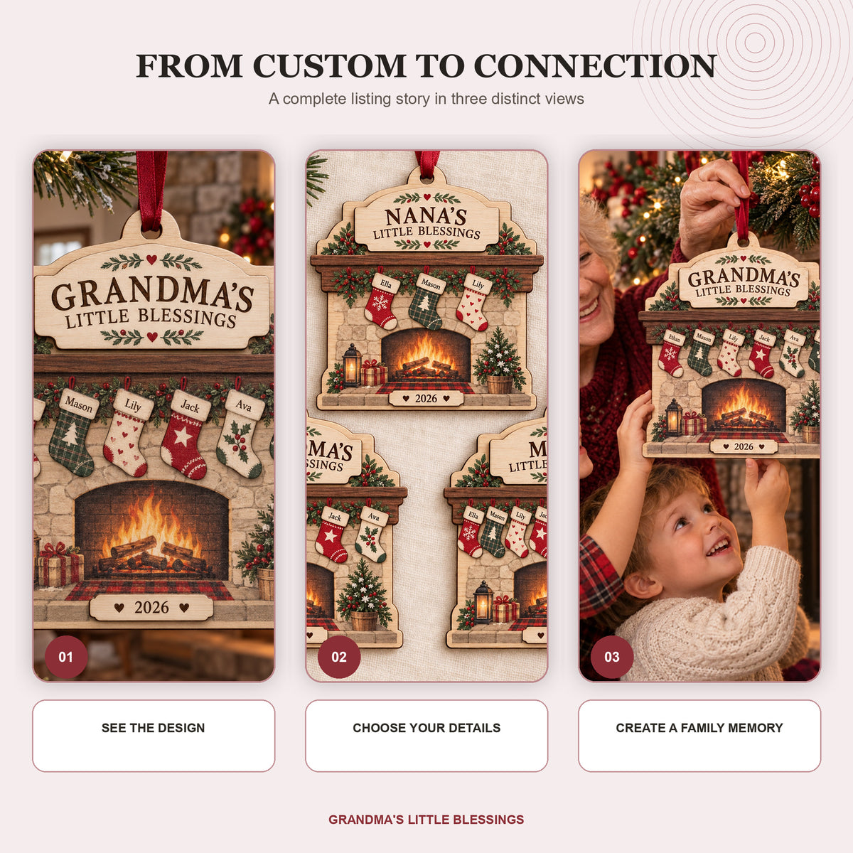 Personalized Grandmas Little Blessings Wood Ornament - Custom Keepsake - image 7