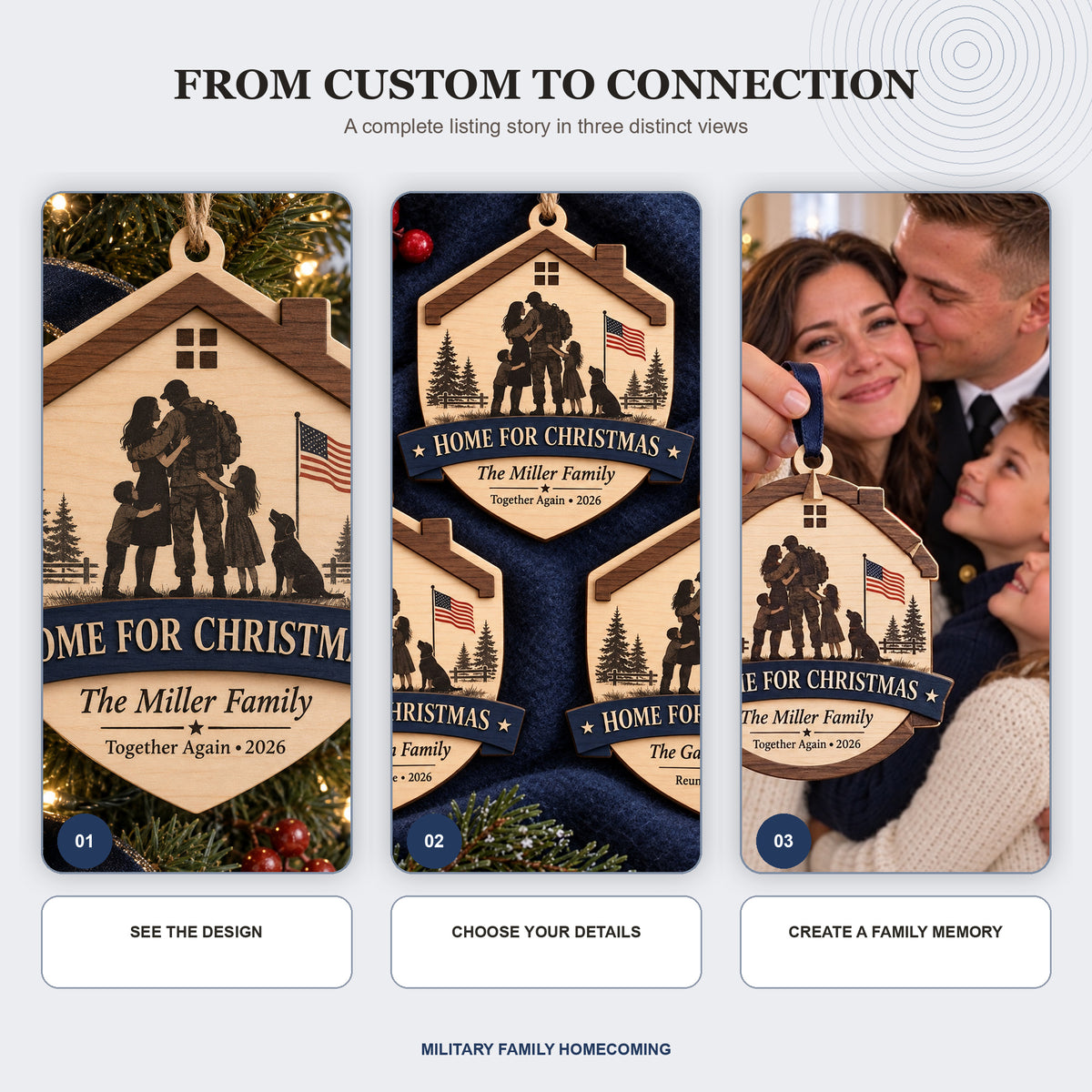 Personalized Military Family Home For Christmas Wood Ornament - Custom Keepsake - image 7