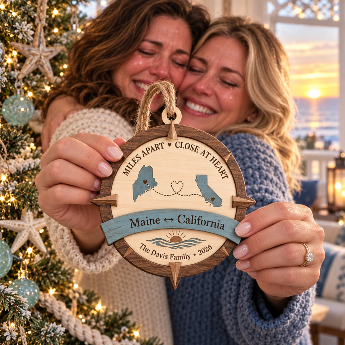 Personalized Long Distance Family Wood Ornament - Custom Keepsake - image 3