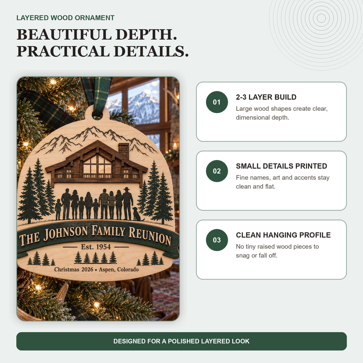 Personalized Family Reunion Lodge Wood Ornament - Custom Keepsake - image 4