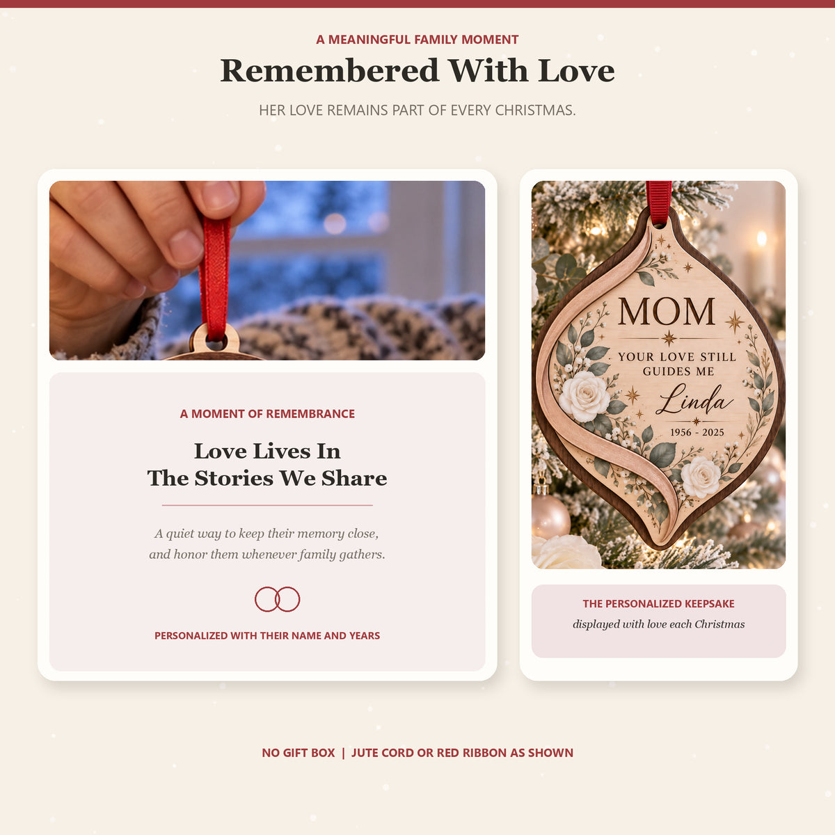 Personalized Loss Of Mom White Rose Wood Ornament - Custom Keepsake - image 3