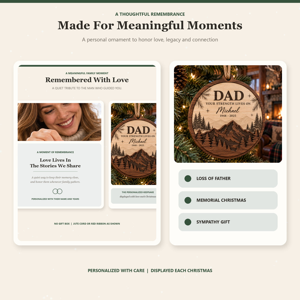 Personalized Loss Of Dad Mountain Forest Wood Ornament - Custom Keepsake - image 8