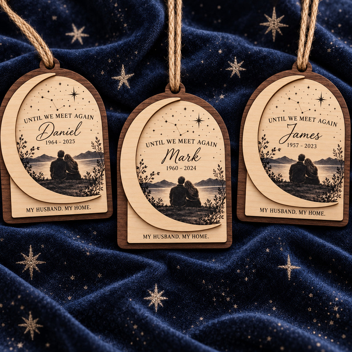 Personalized Loss Of Husband Night Sky Wood Ornament - Custom Keepsake - image 2