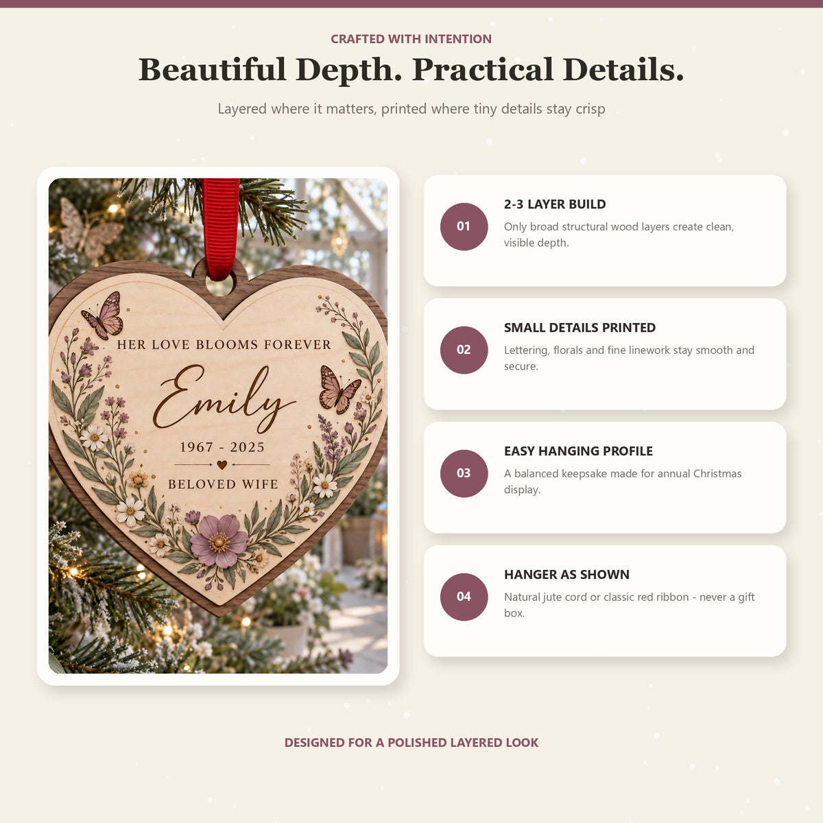 Personalized Loss Of Wife Wildflower Butterfly Wood Ornament - Custom Keepsake - image 4