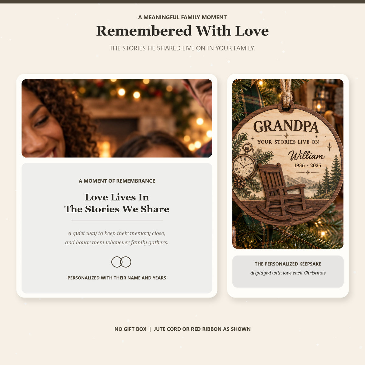 Personalized Grandpa Rocking Chair Memorial Wood Ornament - Custom Keepsake - image 3