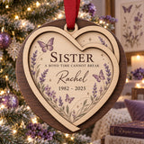 Personalized Sister Butterfly Memorial Wood Ornament - Custom Keepsake - image 1
