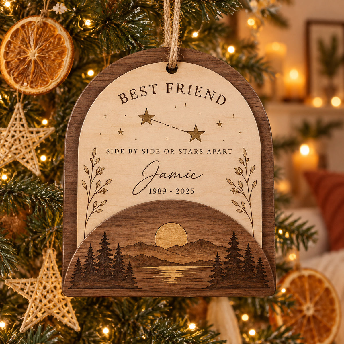 Personalized Best Friend Constellation Memorial Wood Ornament - Custom Keepsake - image 1