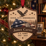 Personalized Veteran Folded Flag Memorial Wood Ornament - Custom Keepsake - image 1