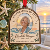 Personalized Celebration Of Life Photo Sunrise Wood Ornament - Custom Keepsake - image 1