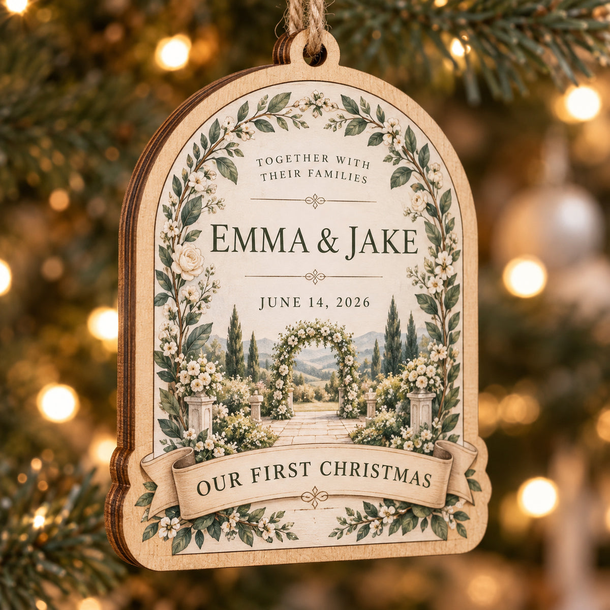 Personalized Wedding Invitation Wood Ornament - Custom Keepsake - image 1