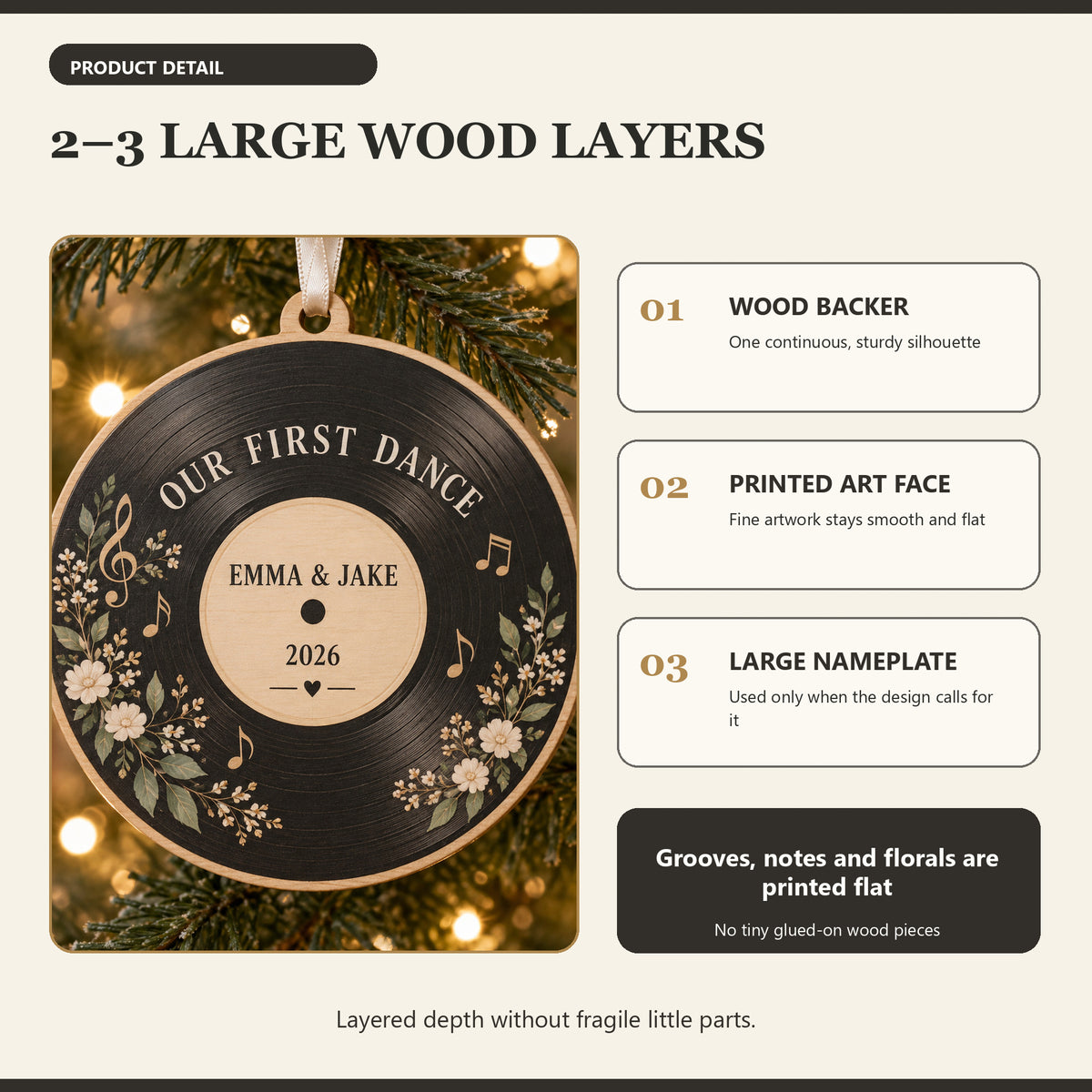 Personalized First Dance Vinyl Wood Ornament - Custom Keepsake - image 4