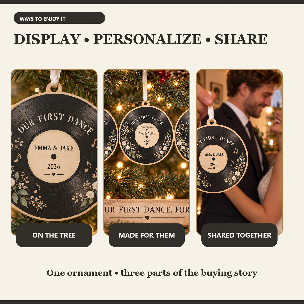 Personalized First Dance Vinyl Wood Ornament - Custom Keepsake - image 7