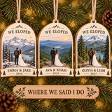 Personalized Mountain Elopement Wood Ornament - Custom Keepsake - image 2