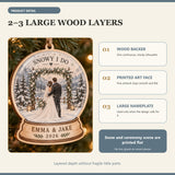 Personalized Snowy Winter Wedding Wood Ornament - Custom Keepsake - image 4