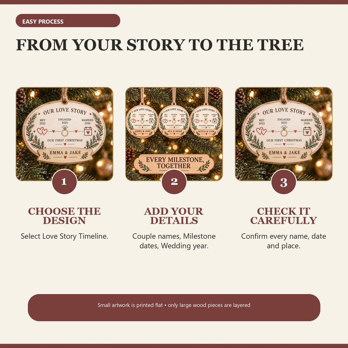 Personalized Love Story Timeline Wood Ornament - Custom Keepsake - image 6