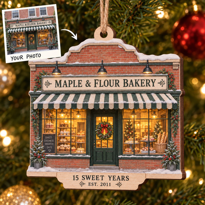 Personalized Bakery Anniversary Wood Ornament - Custom Keepsake - image 1