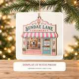 Personalized Ice Cream Shop Anniversary Photo Window Wood Ornament - Custom Keepsake - image 6