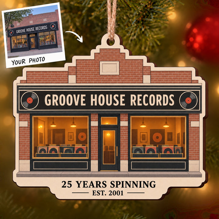 Personalized Record Store Anniversary Wood Ornament - Custom Keepsake - image 1