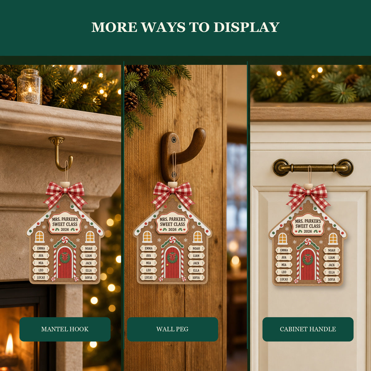 Personalized Schoolhouse Gingerbread Acrylic Ornament - Custom Names Keepsake - image 8