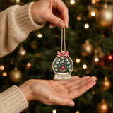 Personalized Schoolhouse Snow Globe Acrylic Ornament - Custom Names Keepsake - image 7